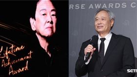  第56屆金馬獎典禮，大導演李安上台頒發終生成就獎給一代武俠巨星王羽。金馬執委會提供