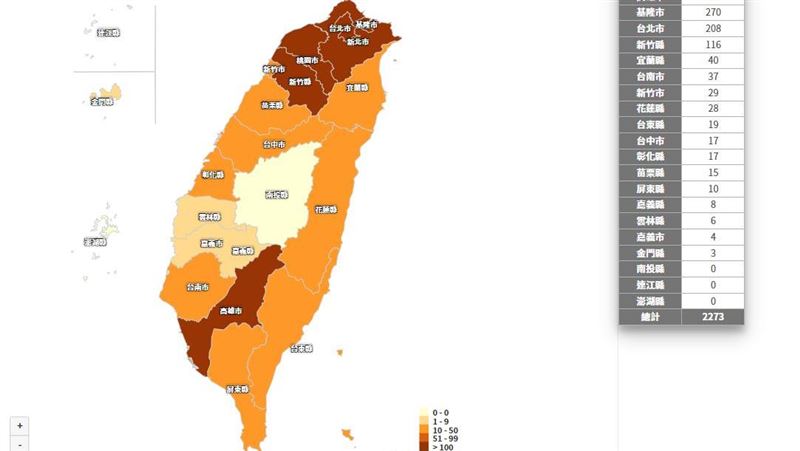 本土確診地圖曝　6縣市破百新北最多