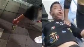 男手賤硬玩青竹絲　下秒被狠咬「腫成豬頭」急送醫（圖／翻攝自微博）