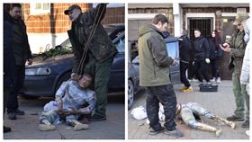 ▲俄羅斯女導演娜傑日達公布特技人員和助理，正在「整理」道具假人的完整影片，不滿俄羅斯媒體拿來製造假新聞，栽贓烏克蘭軍人拿假人，製造布查鎮屠殺的假象。（圖／翻攝自Nadezhda Kolobaeva臉書）