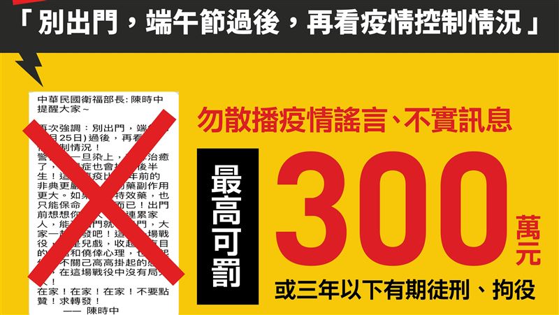 網傳「端午節別出門」　陳時中：假的