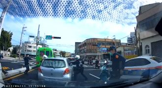 台中警匪追逐！警險遭追撞驚險畫面曝