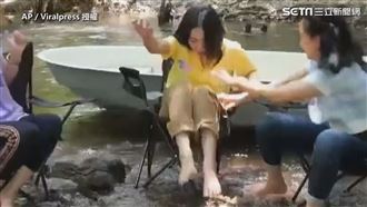 拍片遇哥吉拉！　驚慌逃跑