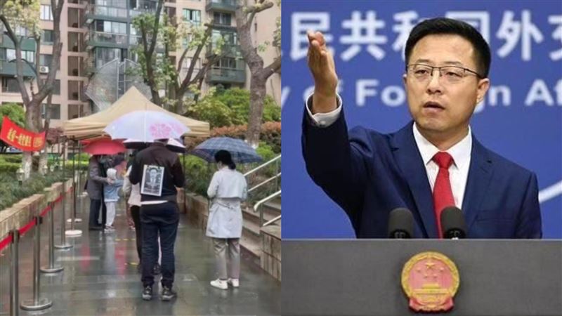 上海人背貼中國戰狼照　一句無言抗議