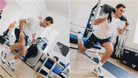 ▲瑞士球王費德勒（Roger Federer）曬出健身房訓練照。（圖／翻攝自Roger Federer IG）