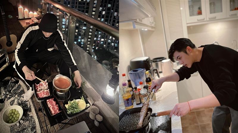 上海封城兩樣情　男星陽台吃鍋配夜景