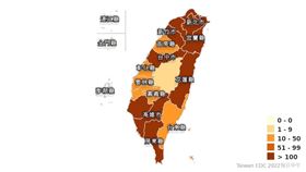  今年確診累計7489　12縣市破百呈深色（圖／翻攝自疾管署網站）