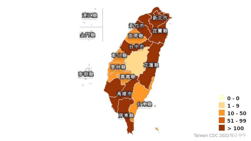 本土今年破7千確診　12縣市淪深色
