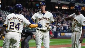 ▲葉立奇（Christian Yelich）本季首轟是滿貫砲。（圖／美聯社／達志影像）