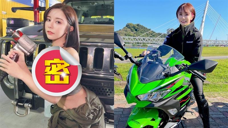 巫苡萱DIY改車　工作裝滑落洩美胸