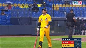 ▲兄弟陳子豪疑似不滿好球帶對主審出言不遜，遭驅逐處場。 （圖／擷取自CPBL TV）