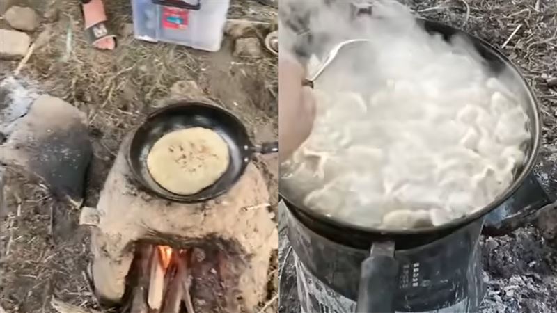 貨車司機受困上海　路旁搭灶煮飯爆紅