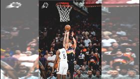 ▲新生代球星布克（Devin Booker）上半場轟下31分，第三節大腿拉傷退場。（圖／翻攝自太陽推特）
