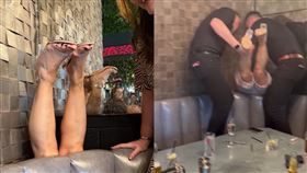 有女子為了撿外套，整個人跌入沙發縫隙中。（圖／翻攝自Julie Jackson 臉書）