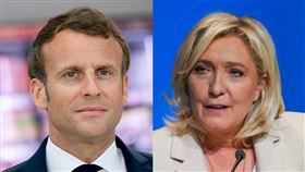 法國總統馬克宏（左）25日在大選第2輪決選擊敗極右派對手雷朋（右），然而許多選民表示，只是不想讓雷朋掌權才把票投給馬克宏。（圖／翻攝自facebook.com/EmmanuelMacron、facebook.com/MarineLePen）
