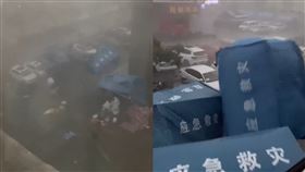 上海慘遇暴風雨強襲！方艙醫院被吹垮　陸網：老天都看不過▲（圖／翻攝自北京青年報微博）

