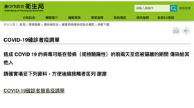新／台中推確診者疫調　回報系統上線（圖／翻攝自台中市政府衛生局網站）