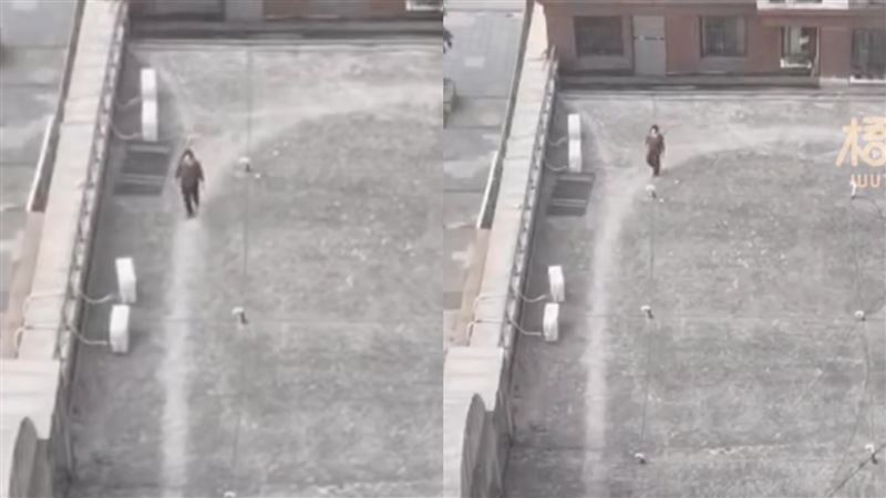 阿姨封城堅持運動　踩出橢圓跑道超猛