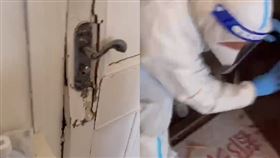 上海,踹門,陽性,確診,方艙(翻攝自 推特)