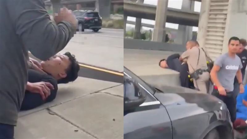 他開車自撞還發狂襲警　制伏影片曝光