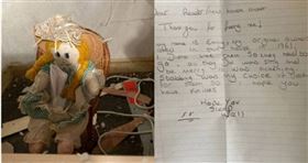 一名小學老師在裝潢新家時，發現一尊詭異的布娃娃和神祕紙條。（圖／翻攝自推特）