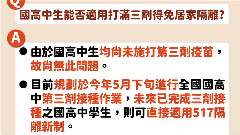指揮中心：國高中生不適用「0＋7」