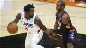 ▲太陽球星保羅（Chris Paul）被貝佛利（Patrick Beverley）批評防守像是三角錐。（圖／美聯社／達志影像）