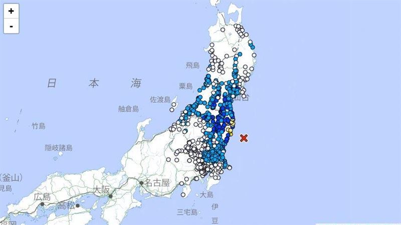 日本東北5.8地震　最大震度5弱