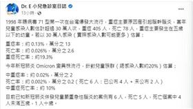 Omicron大魔王！比腸病毒更猛（圖／翻攝自謝宗學醫師粉專）