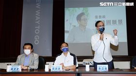 陳學聖（國家政策研究基金會教育文化組召集人）、張善政（國民黨桃園市長提名人）、朱立倫（國民黨主席）、黃健庭（國民黨秘書長）一起出席張善政「桃園願景」媒體說明會。（記者邱榮吉/攝影）