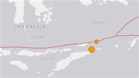 東帝汶外海今天發生規模6.1的強震。（圖／翻攝自美國地質調查所USGS官網）
