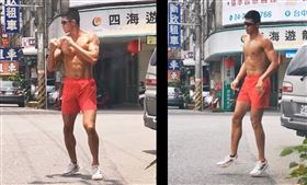 台中烏日一名紅短褲男，裸上身中午跑步。（圖／番社爆廢公社）