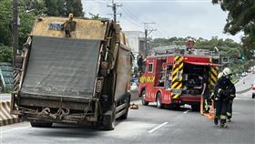 新北市,淡水,聖約翰大學,垃圾車,爆胎,起火