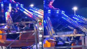 坐在旁邊的哥哥，過了一圈後竟離奇消失。（圖／翻攝自《Riena Rosni JBQUEEN》TikTok）