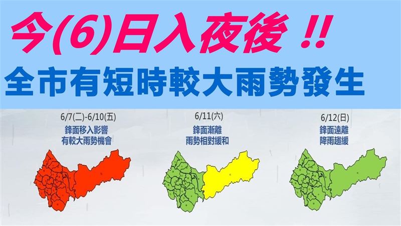 中市水利局製一圖　籲今晚起注意防災