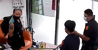 刺青哥不戴罩闖髮廊　門外詭異塗鴉