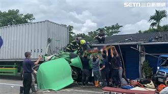 聯結車撞民宅駕駛亡　屋主洗澡驚慌逃