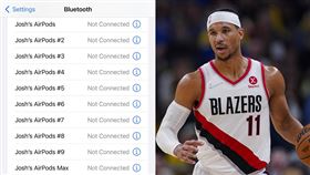 ▲前湖人小將哈特（Josh Hart）遺失許多AirPods。（圖／翻攝自Josh Hart推特／美聯社／達志影像）