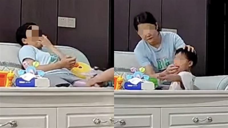 超噁！保姆蹺腳摳鼻屎　強塞2歲童嘴