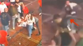 ▲女子因受驚嚇而閃躲，但在目睹受害女子被暴打時又試圖衝出來。（圖／翻攝自微博）