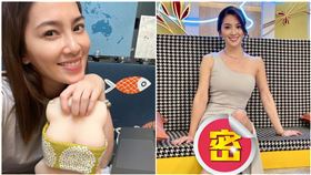 許藍方「超貼洋裝」洩凹凸曲線！一坐下…開衩三角洲險曝光（圖／翻攝自許藍方臉書）