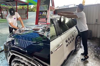 警局前洗警車赫見大咖球星：來贖罪的