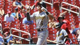 ▲張育成敲出本季首轟。（圖／美聯社／達志影像）