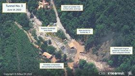 美國智庫戰略暨國際研究中心（CSIS）表示，北韓核試場址工程似乎已擴大至第二條隧道，並準備好進行可能執行的核試。（圖／翻攝自csis.org）
