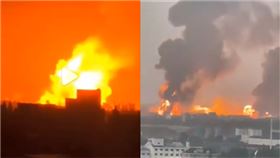 上海化工廠清晨大爆炸！橘紅烈燄染天空　恐怖黑煙籠罩▲（圖／翻攝自微博）