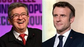 法國國會選舉第二輪投票登場，據內政部19日凌晨公布的完整開票結果，執政陣營無緣絕對多數；左翼聯盟成為第二勢力。左圖為左派聯盟領袖梅蘭雄，右圖為總統馬克宏。（圖／翻攝自facebook.com/JLMelenchon、facebook.com/EmmanuelMacron）