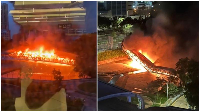 香港電纜橋大火！多區停電、地鐵停駛