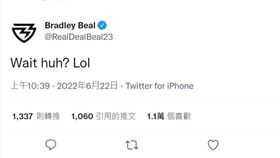 ▲畢爾（Bradley Beal）在推特回應自己不執行球員選項的消息。（圖／翻攝自畢爾推特）