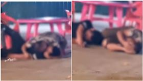 黑衣男喝掛睡著，一旁友人痛哭以為他喝醉去世。（圖／翻攝自極目新聞）