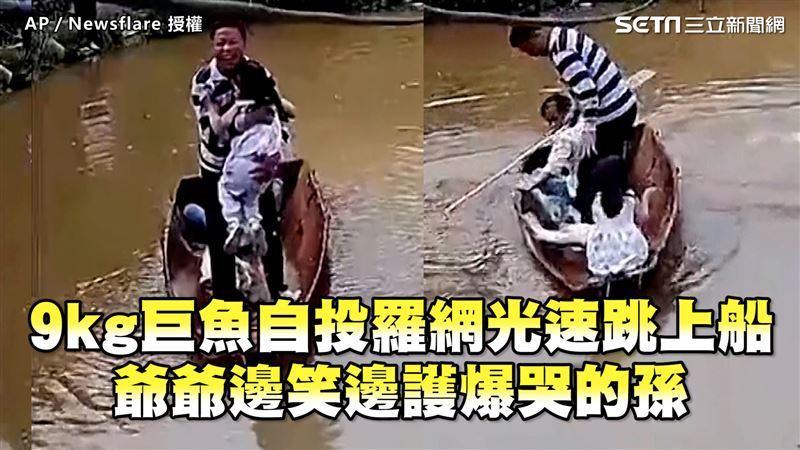 巨魚自投羅網跳上船　爺笑瘋護爆哭孫